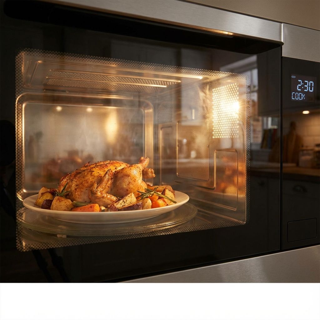 Microondas com porta aberta